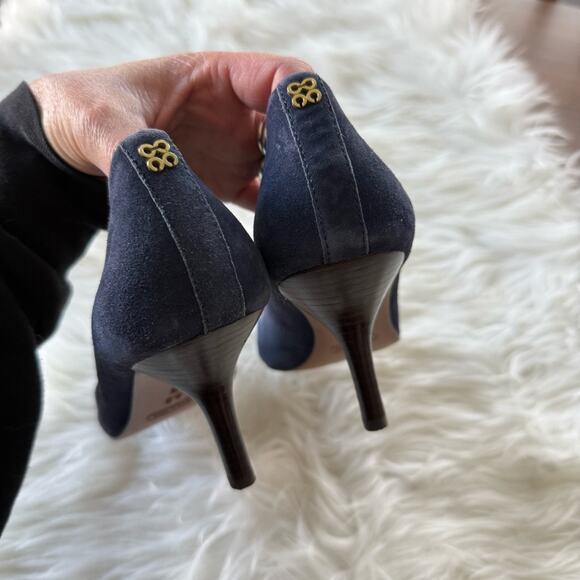 Coach Women’s Navy Blue Suede Pumps High Heels Pointed Toe Stiletto Classic 8.5B - Picture 10 of 10